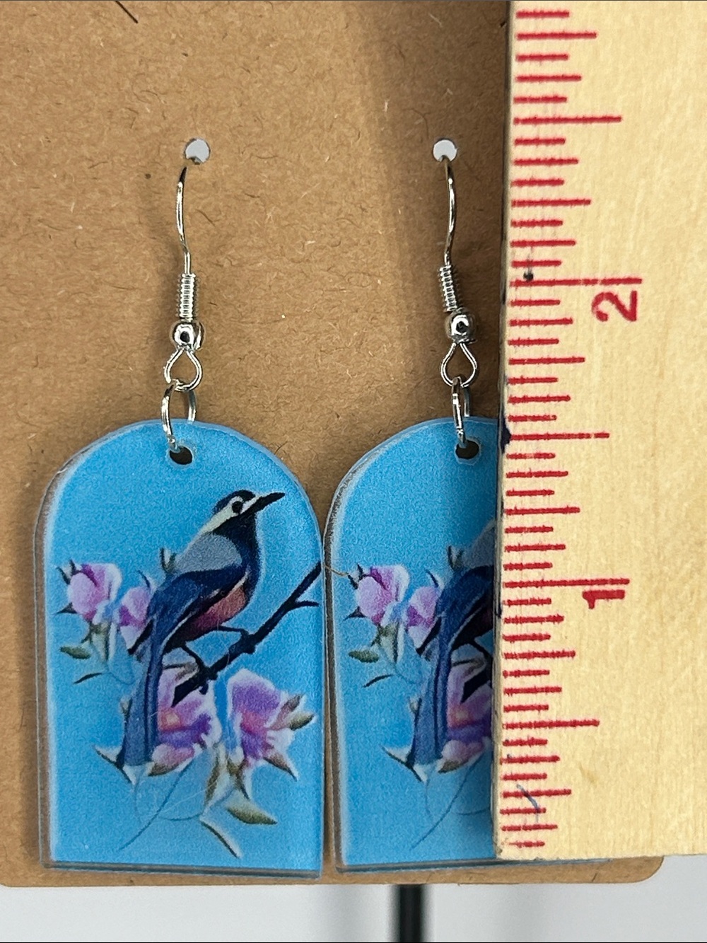 Blue Bird Floral Drop Earrings Fashion Jewelry - Picture 2 of 4